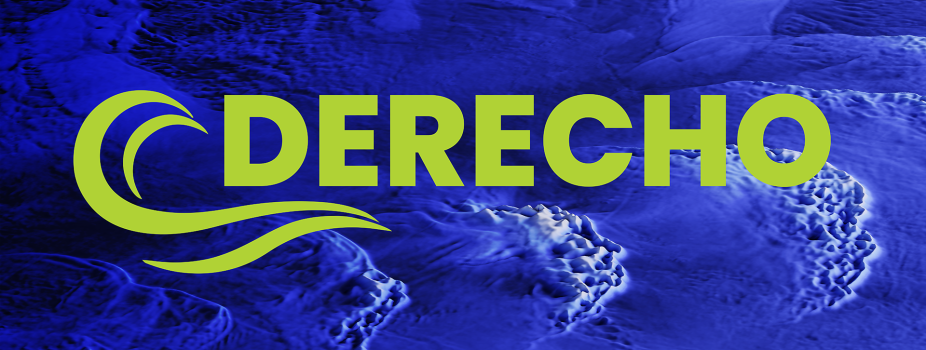 Derecho logo on a background designed for the system's "skin."