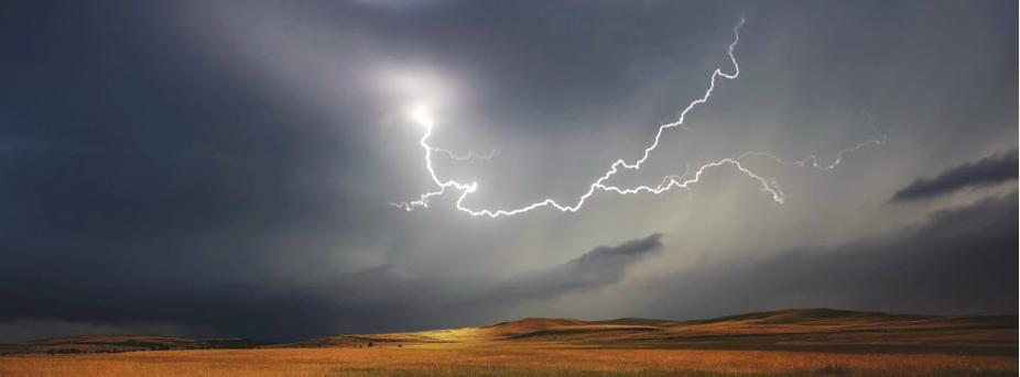 Prairie storm with lightning