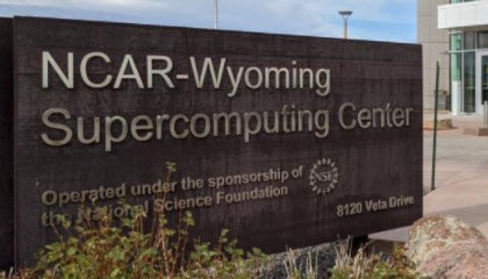 A sign outside the NCAR-Wyoming Supercomputing Center