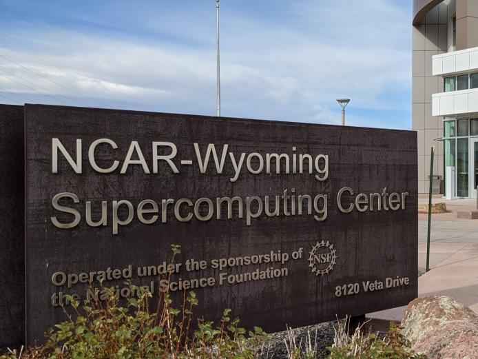 Sign outside the NCAR-Wyoming Supercomputing Center 