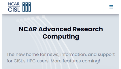 NCAR Advanced Research Computing portal home